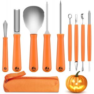 Oayew-Sculpture De Citrouille Halloween,9 Pi&egrave;ces Outils Professionnels De Sculpture De Citrouille En Acier Inoxydable Pour Halloween D&eacute;coration, Outil Sculpture D'halloween Pour Enfants Famille - Neuf
