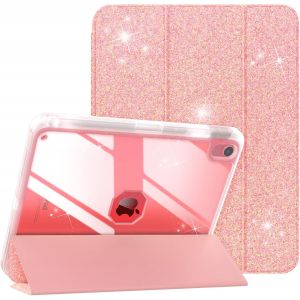 Coque pour iPad A16 11&egrave;me G&eacute;n&eacute;ration 11 Pouces 2025,iPad 10&egrave;me G&eacute;n&eacute;ration 2022 10,9 Pouces avec Porte Stylet,&Eacute;tui Tri-Fold Transparente,Housse avec Veille/R&eacute;veil Auto, Rose Clair Scintillant - Neuf