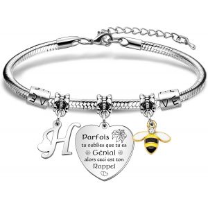 Eryi-Bracelet Lettre Initiale A-Z,Bracelets Pour Amitié,Cadeau Femme Bracelets,Charm Coeur Lettre A-Z Acier Inoxydable,Cadeaux D'anniversaire Pour Femmes Fille Nièce S?ur Amie Filles Maman Tante - Neuf