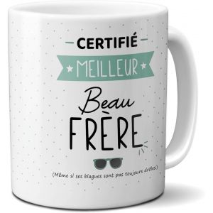 Eryi-- Mug Certifié Meilleur Beau Frère - Tasse Cadeau Anniversaire Ou Noël - 33 Cl, Céramique - Imprimé En France - Blanc - Neuf