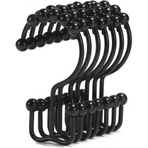 Rideau de douche Anneaux, en Acier Inoxydable Noir Rideau de Douche, Crochets, Antirouille Rideau de Douche Anneaux, Gratuit Coulissante Double Rideau de Douche, Crochets pour Rideau de Douche - Neuf