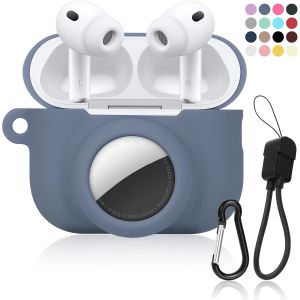 LORANKA-Coque 2 en 1 en silicone souple compatible avec AirPod Pro 3 et AirTag, coque de protection antichoc pour AirPod Pro 3, avec porte-cl&eacute;s et cordon de c&acirc;ble de donn&eacute;es pour homme et femme - Neuf