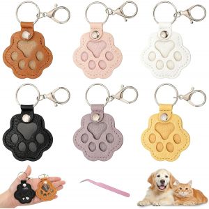 KALANKA-6 Pi&egrave;ces Porte Cl&eacute;s pour Poils D'animaux, Motif Patte Porte Cl&eacute; Poil Animaux, Cuir Souvenir Poil Chien, Souvenir de Chat pour Les Amoureux des Animaux, Cadeaux Comm&eacute;moratifs - Neuf