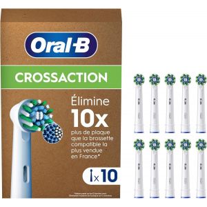 Pro Lot De 10 Brossettes De Rechange Cross Action, Authentiques, Blanches, Nettoyage En Profondeur, Têtes Rondes, Embouts Pour Les Brosses A Dents Electriques Oral B Pro, Carton[Cro527001] - Neuf