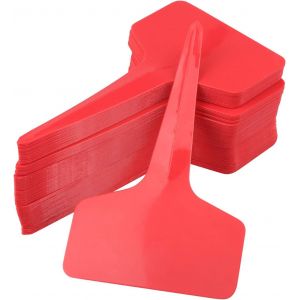 100 Pcs 6 X10cm-Rouge Usine De Plastique T-Balises De Type Pépinière De Jardin Étiquettes - Neuf