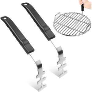 ASFASFq-Lot de 2 l&egrave;ve-grille de barbecue anti-br&ucirc;lure, accessoires de barbecue, l&egrave;ve-grille r&eacute;sistant &agrave; la chaleur, poign&eacute;e antid&eacute;rapante, pour la maison, le camping, les supports de barbecue, pour - Neuf