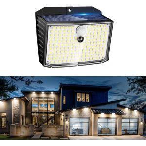 Lampe Solaire Exterieur D&eacute;tecteur Mouvement, Lampes Solaires Ip65 Etanche &Eacute;clairage Lumiere Solaire Exterieur, 158 Led Spot Solaire Pour Jardin Patio Cour Garage Porte D'entr&eacute;e, 1 Pi&egrave;ce - Neuf