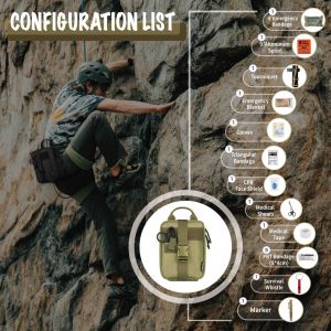 Rinocéros Sauvetage Équipement De Survie En Plein Air Sac Molle D'urgence Médicale Ifak Trousse De Premiers Soins Garrot Tactique Pansement D'urgence Camping - Type Full Kit-Green - Neuf