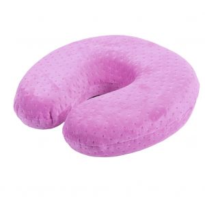 Oreiller en velours en forme de U, coussin de voyage en mousse a memoire de forme, coussin cervical, violet - Neuf
