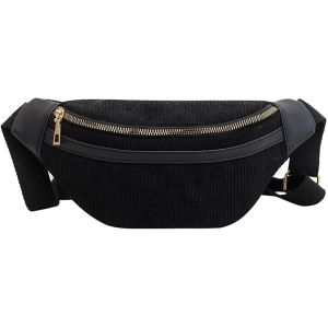 KALANKA-Sac Banane Velours Côtelé, Sac de poitrine en velours côtelé, Sac de Ceinture de Couleur Unie, Sac Banane Polyvalent en Velours Côtelé avec Sangle Réglable - Neuf