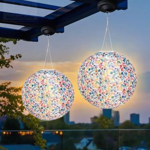 BHHBB-Lot de 2 lampions solaires d'extérieur résistants aux intempéries - 30 cm - Pour l'extérieur, étanches - LED multicolores - Pour jardin, cour, terrasse, mariage, décoration de fête (couleur) - Neuf