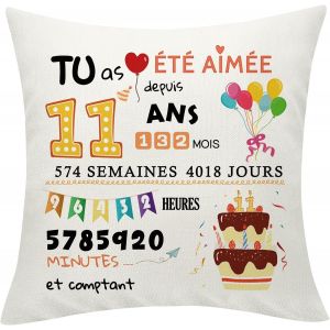 Trahoo-Cadeau Anniversaire Fille Garçon 11 Ans Anniversaire Housses De Coussin Cadeau Décoratif D'anniversaire Housse De Coussin Decoration Anniversaire 11 Ans Cadeau Pour 11 Ans 45 X 45 Cm - Neuf