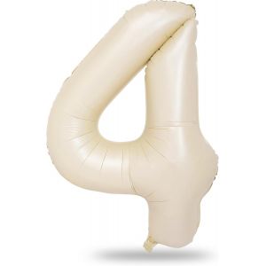 Grands Ballons Cr&egrave;me En Forme De Chiffres Pour Gar&ccedil;ons Filles - 101,6 Cm - Grand Format - Film Aluminium Mylar - Auto-Gonflant - Ballons Num&eacute;ros 0-9 - Pour Gar&ccedil;ons Filles Et Femmes - Pour D&eacute;coration - Neuf