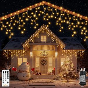 JGD-Guirlande lumineuse Ext&eacute;rieure No&euml;l, 3,38M 108 LED Rideau Lumineux No&euml;l Ext&eacute;rieur avec 8 Modes, T&eacute;l&eacute;commande, Minuterie, &Eacute;tanche pour F&ecirc;te Jardin Balcon Fen&ecirc;tre Toit - Neuf