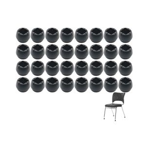 Lot de 32 protections rondes pour pieds de chaise avec patins antid&eacute;rapants, embouts en silicone souple pour meubles, noir - Neuf