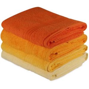 Serviettes De Bain 70 X 140 Cm Aucune - Lot De 4 100% Coton 500 G/M&sup2; Jaune Vif - Neuf