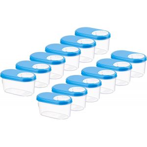 Tianyi-Lot De 12 Boîtes En Vrac 0,14 - Bleues - Avec Couvercle Hermétique - Pour Épices Et Aliments - Boîtes De Conservation Avec Couvercle - Boîte De Rangement Avec Fonction Verseur - Neuf