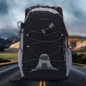 Sac A Dos A Cordon De Serrage En Nylon Impermeable Pour Sports De Plein Air, Sac A Bandouliere Double (Noir) - Neuf