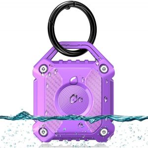 Pendentif Airtag-Porte-Cl&eacute;s &Eacute;tanche-Coque Apple-Support Chien-Tpu Robuste-Violet - Neuf