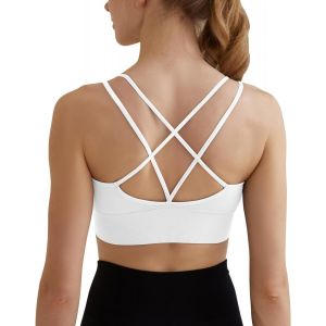 Soutien-Gorge De Sport Femmes Dos Croisé Avec Bretelles Sans Armature Push Up Gilet À Impact Moyen Crop Top Pour La Course À Pied, Le Yoga Et La Danse - Neuf