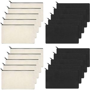 Tianyi-Trousse Personnalisable,Pochette Personnalis&eacute;e,20 Pi&egrave;ces Blanc Sacs &Agrave; Glissi&egrave;re En Toile, Pochette Tissu Pour Rangement Fixe Des Cosm&eacute;tiques,Ttrousse A Personnaliser 21x13cm - Neuf