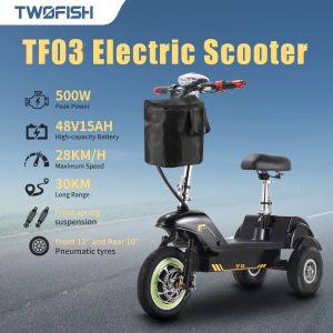 Trottinette &Eacute;lectrique Trois Roues Twofish Tf03 Moteur 500w Batterie 48v15ah Vitesse Max 28km/H Autonomie Max 30km Noir Et Jaune - Neuf