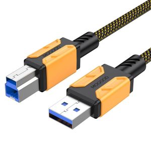 C&acirc;ble D'imprimante Type B 3.0, C&acirc;ble de Transfert de Donn&eacute;es Ultra Rapide USB M&acirc;le vers M&acirc;le de Type B, c&acirc;ble de Type B avec Connecteur USB Compatible avec Station D'accueil, etc (2m/6.6ft) - Neuf