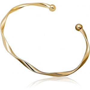 Eryi-Bracelet En Or Sterling Pour Femmes Manchette En Or Ajustable Bijoux Mode Simple Bracelet Ouvert Manchette Bijoux Pour Femme Mère Épouse Fête Des Mères - Neuf