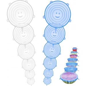 12 Couvercle Silicone Extensible,Couvercle Silicone,Couvercle Silicone Alimentaire,Couvercle Extensibles En Silicone,Couvercle Silicone Extensible S,Couvercle Etirable En Silicone - Neuf