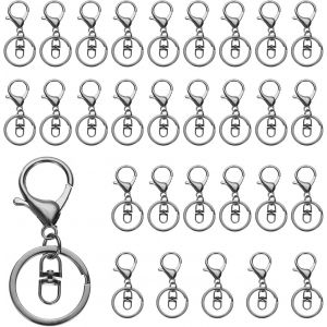 Eryi-Mousquetons À Griffes De Homard Pour Porte-Clés, Lot De 30 Mousquetons À Griffes De Homard Avec Mousqueton Pivotant Et Anneau Fendu Pour Porte-Clés Diy, Couleur Noir Mat - Neuf