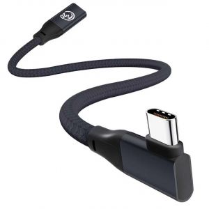 C&acirc;ble d'extension USB C Angle Droit 30cm, Rallonge USB-C 3.2 Gen2 20Gbps Femelle vers M&acirc;le 90 Degr&eacute;s, Coud&eacute; Rallonge type C pour iPhone 17 16, MacBook Pro Air, iPad Pro, chargeur Magsafe - Neuf