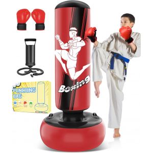 Sac De Frappe Enfants, Set De Boxe Avec Gants De Boxe Et Pompe, Cadeaux Pour Gar&ccedil;ons Et Filles De 3 &Agrave; 12 Ans Pour La Pratique Du Karat&eacute;, Du Taekwondo - Neuf