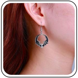 Kal-Boucles D'oreilles Gothiques Chauve-Souris Boucles D'oreilles Chauve-Souris Noires Boucles D'oreilles Créoles Chauve-Souris Mouche Boucles D'oreilles Pendantes - Neuf