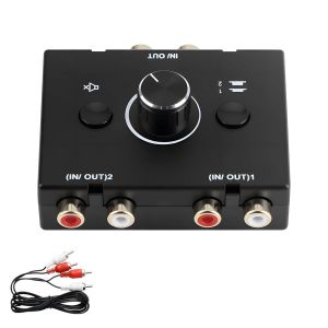 LETNERNY-Commutateur Audio Rca 2 En 1 Bidirectionnel, Extracteur Audio Avec Bouton De Contrôle Du Volume, Bouton Muet Audio Stéréo, Aucune Alimentation Nécessaire Pour Haut-Parleur Stéréo - Neuf