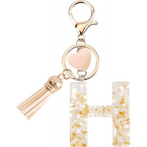 Kal-Porte-Cl&eacute;s Pour Fille - Pendentif En Forme Coeur - Porte-Cl&eacute;s Avec Lettre Porte-Cl&eacute;s Fille Initiale- Cadeau Pour Femme Gland Or Porte Clef Femme - Neuf