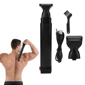 Rasoir Dorsal Pour Homme, Rechargeable Par Usb, Tondeuse R&eacute;glable Avec Double T&ecirc;te Et Poign&eacute;e Pliable - Neuf