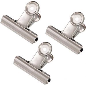 JEXNOVASHOP-Pinces a Dessin Bulldog 51mm - 20 Pi&egrave;ces Pince &agrave; Charni&egrave;re en M&eacute;tal Grand, Pinces Papier Metal Argent pour Photo, Fournitures de Bureau, Domicile (Argent&eacute;) - Neuf