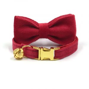 Collier Pour Chat En Cuir, Joli Collier De Sécurité Rouge Avec Élastique, Collier Pour Chaton Avec Clochette - Neuf