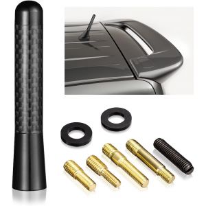 Antenne Radio Voiture Universelle Courte Petite Mini 8cm Antenne Amplifiée Autoradio FM AM Boulons à Vis M4 M5 M6 Noir Compatible avec Véhicule Auto Camion SUV - Neuf