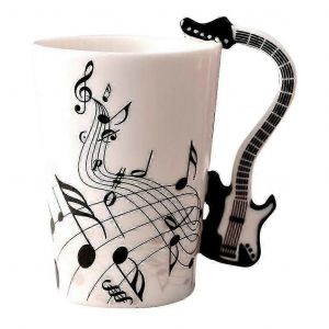 Tasse En Céramique Tasse À Café Instrument Tasse Pour Cadeau Créatif Portée De Guitare Noire - Neuf