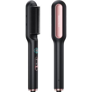 Ksfal-Brosse Lissante Pour Cheveux,Fer À Lisser Ionique Et Brosse À Cheveux 2 En 1,Lisseur Brosse En Céramique Anti-Brûlure Avec Affichage,Double Tension (100-240v),Prise Eu - Neuf