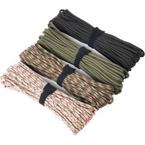 4mm Paracord Ropes,4 Pieces 49ft/15m Parachute Rope,7 Strands Nylon Rope,Paracord Survival Rope,Load Up To 250 Kg/550 Lb,Rope For Outdoors,Camping,Bracelets - Neuf