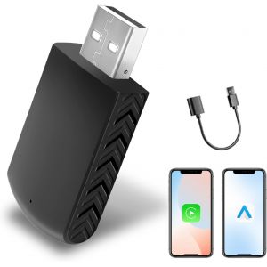 Adaptateur Carplay Sans Fil,Convertit La Voiture Filaire Carplay/Android En Voiture Sans Fil,Plug&Play,Design Mini 2 En 1,Stable Et Compact Avec Ios 10+ Et Voitures Avec Mise &Agrave; Niveau - Neuf