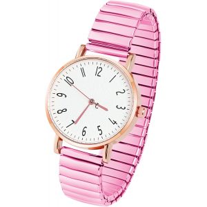 Kalanka-Montre Femme Bracelet Extensible, Montre Femme &Agrave; Bracelet &Eacute;lastique Montres &Agrave; Quartz Facile &Agrave; Lire Grands Chiffres Arabes Bracelets En M&eacute;tal-Cadeau Anniversaire Ou F&ecirc;te Des M&egrave;res - Neuf