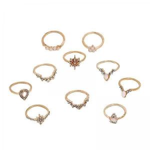 5x10pcs Set Boho Women Stack Knuckle Ring Mid Finger Tip Rings Set Jewelry - Neuf