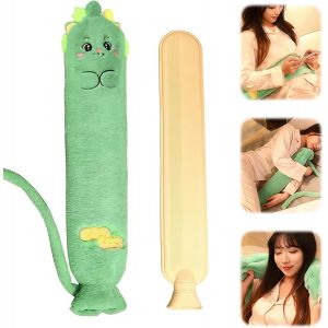 Jgd-1.5l Bouillotte Longue Bouillotte Eau Chaude En Caoutchouc, 72x12cm Hot Water Bottle Avec Housse En Peluche Douce Pour Le Nettoyage, Convient Au Cou, Au Ventre Et Au Dos(Dinosaure) - Neuf