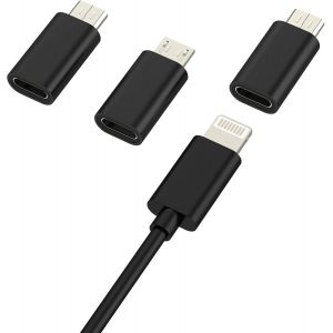 TRAHOO-Lot de 3 adaptateurs Lightning femelles vers micro USB m&acirc;les Android Chargeur prise pour iPhone pour iPad Donn&eacute;es C&acirc;ble Convertisseur Port Voiture Charger Accessoires Compatible avec Samsung S - Neuf
