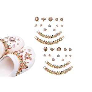 Ensemble De 28 Breloques Pour Chaussures &Agrave; D&eacute;corer Soi-M&ecirc;me, Comprenant 12 Breloques Et 2 Cha&icirc;nes, Multicolore, Pour Femmes Et Filles - Neuf