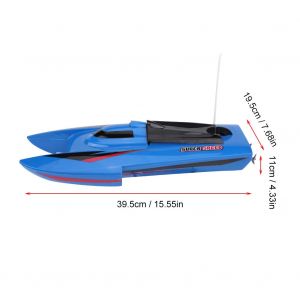 Bateau radiocommande haute vitesse, bateau de course aquatique RC avec double helice (bleu) - Neuf