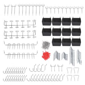 XYONG Assortiment de crochets pour panneaux perfores en acier inoxydable avec verrous pour systeme de rangement - Neuf